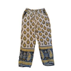 Lakhays Harem Pants Womens Small Medium Beige Festival Hippie Boho Comfort